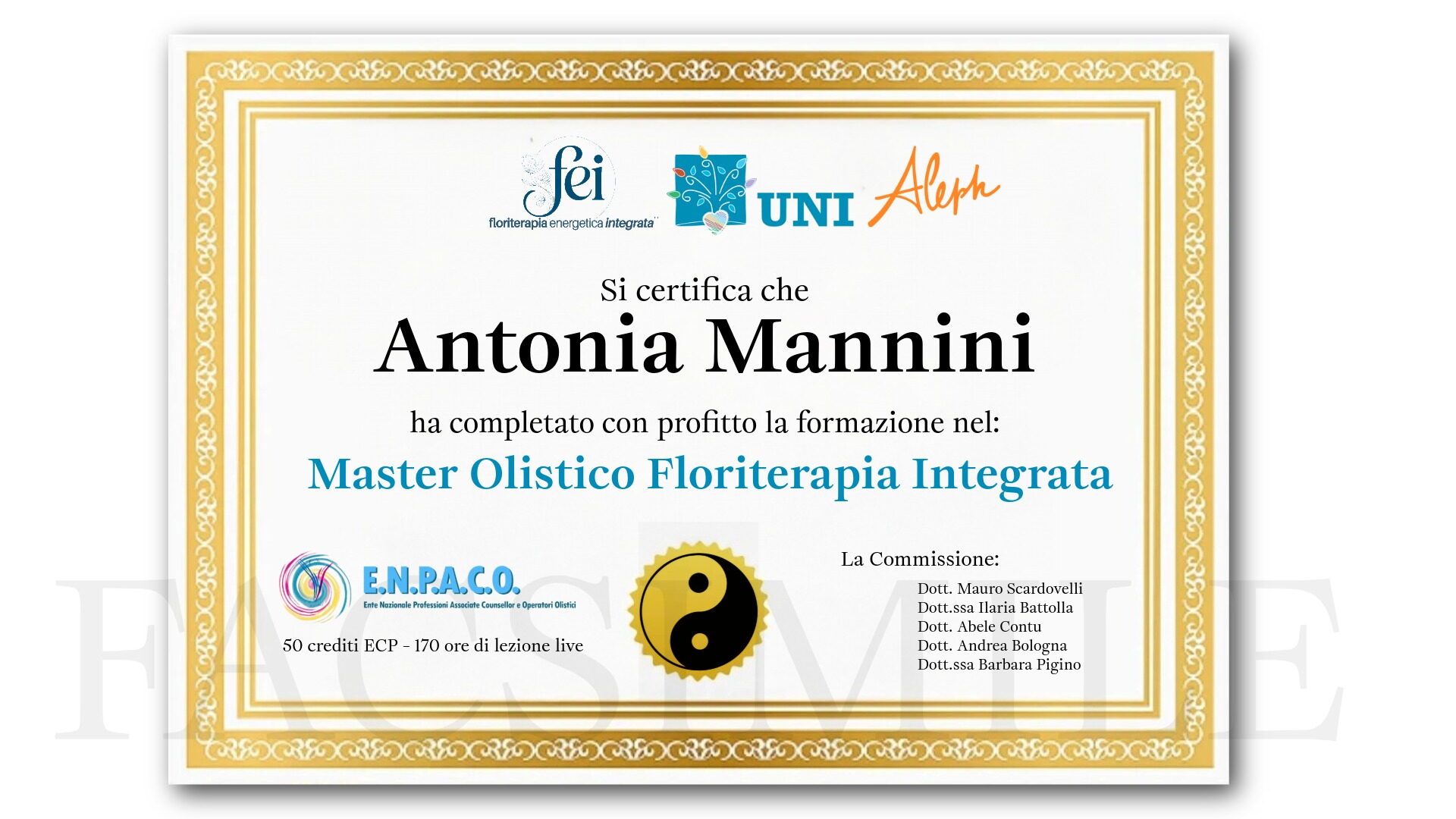 Attestato Master in Floriterapia — 50 crediti ECP ENPACO